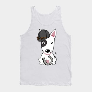 Funny bull terrier is ready to ride a horse Tank Top